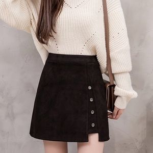 Faux suede mini skirt
